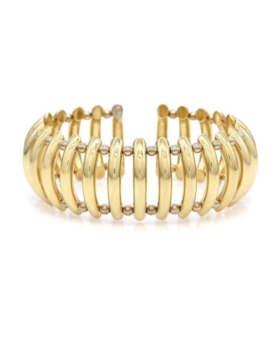 Convex Bar Spring Cuff Bracelet in Gold